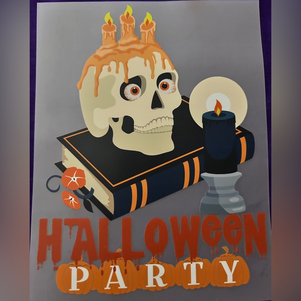 Halloween Graphic T-shirt w/Skull & Candle made to order 2T-3X choose your color